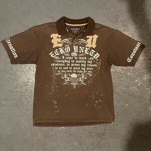 Eckö UNLTD. Brown Y2K polo shirt